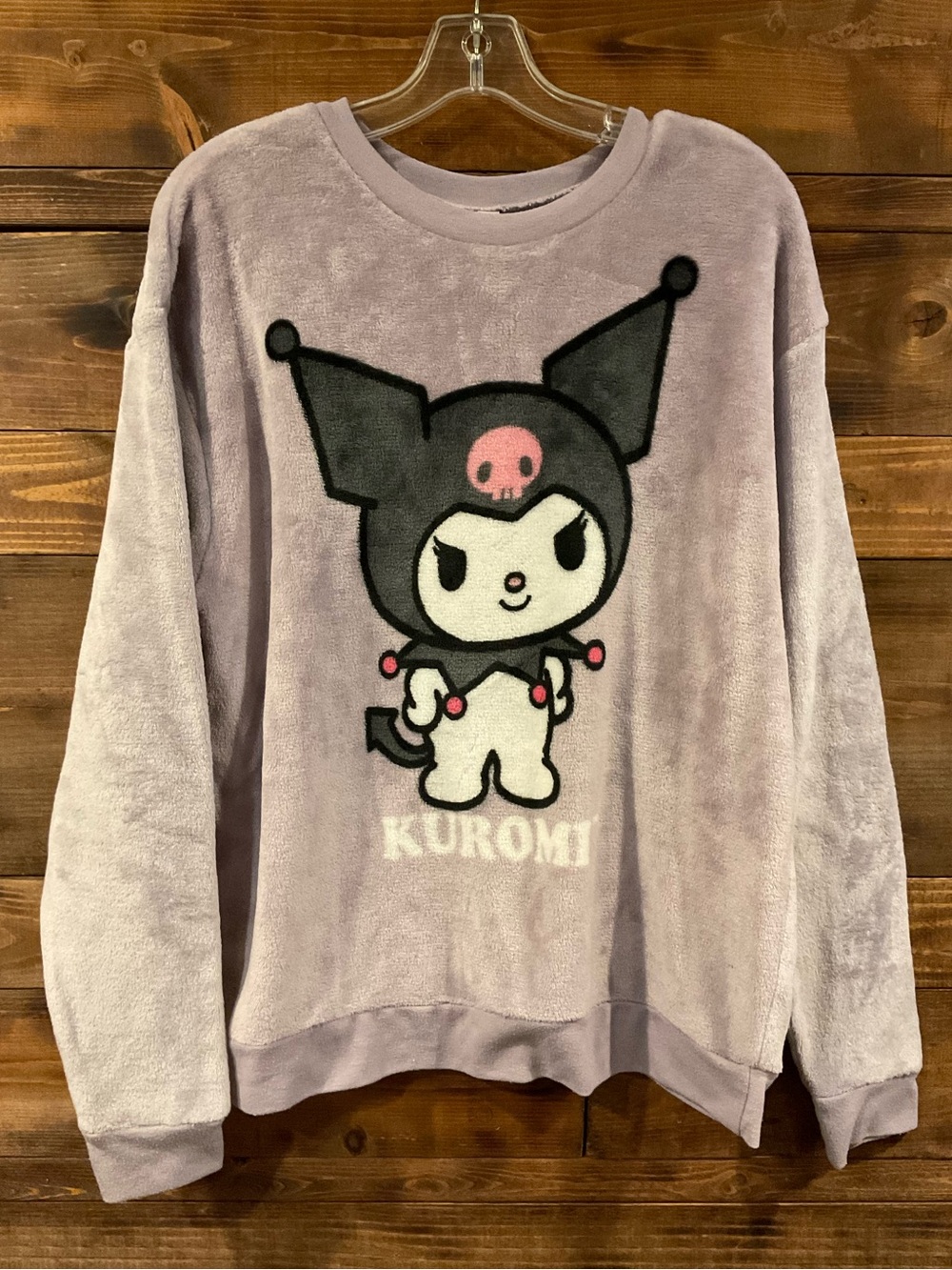 Kuromi Plush Fleece Pullover Sweatshirt - Lavender Juniors Women’s size XLarge